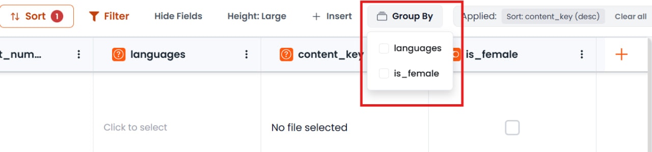 Group By functionality