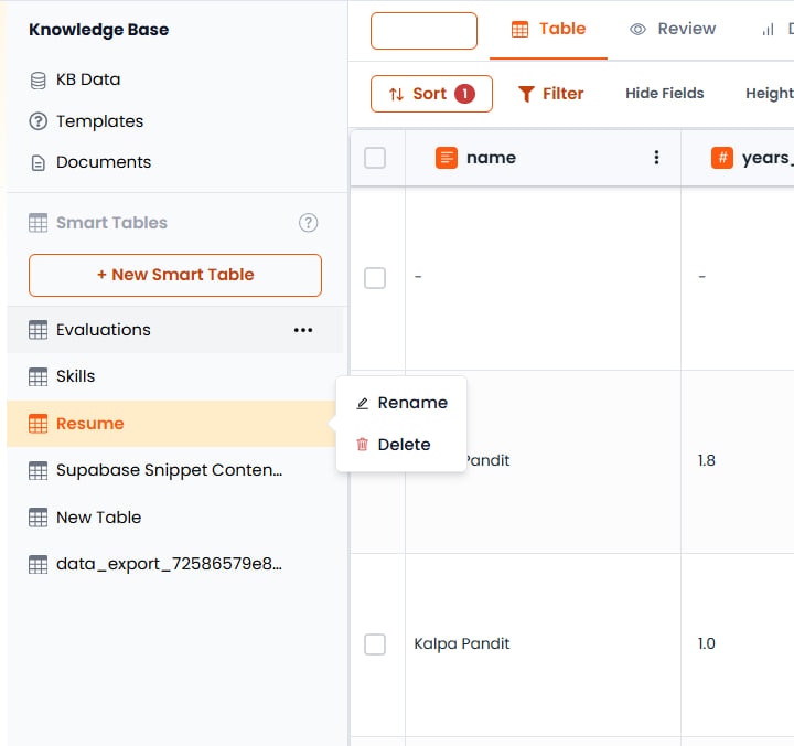 Column rearrangement