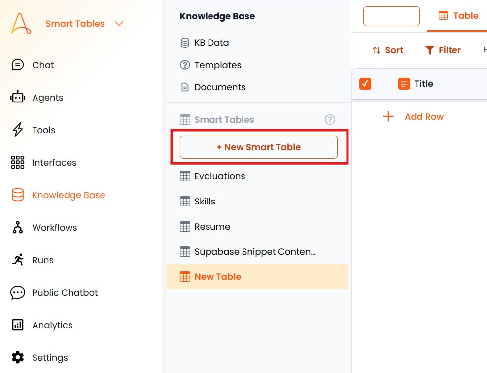 Sidebar panel with default fields