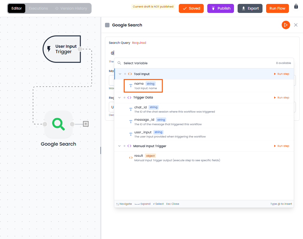 Passing Data Using The '@' Symbol