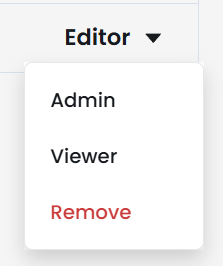 Screenshot of the Access dropdown.
