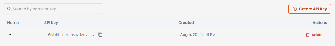 Screenshot of the API Keys tab.