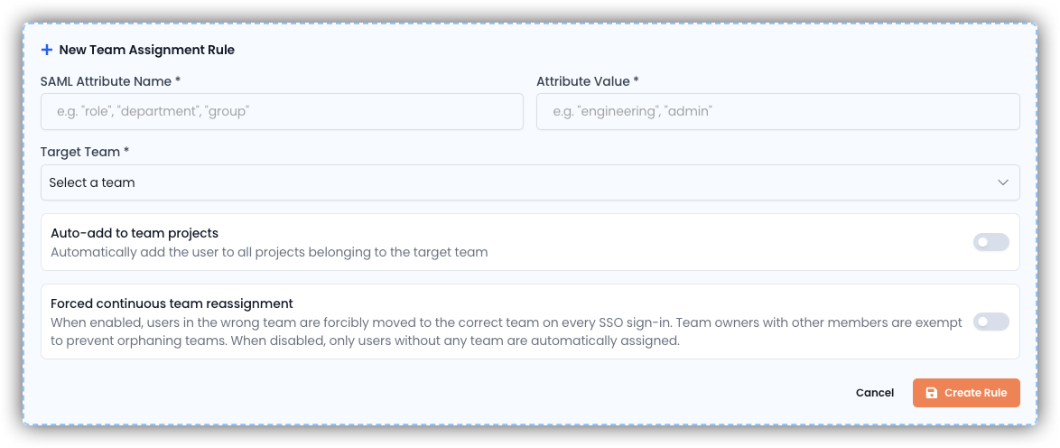 New Team Assignment Rule