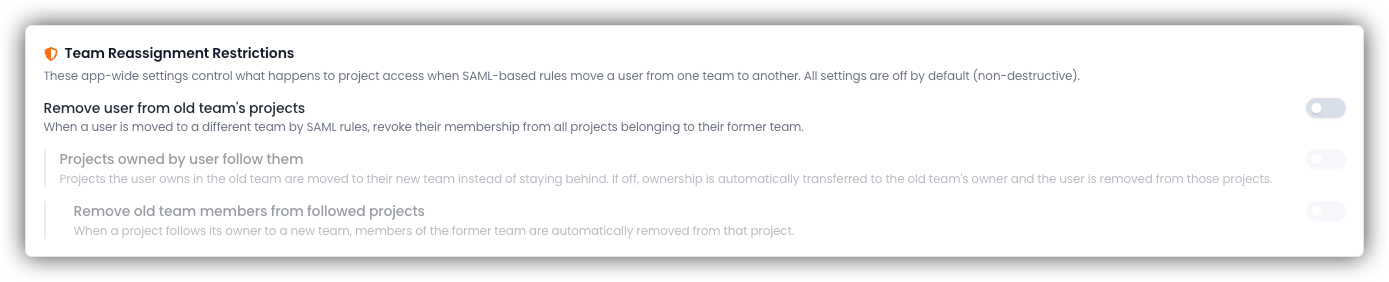 Team Reassignment Restrictions