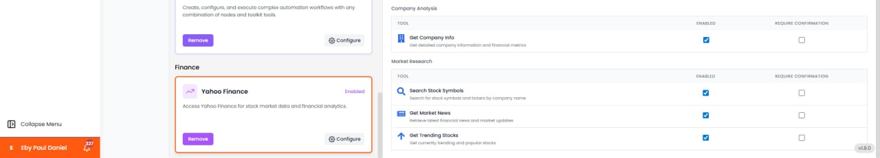 Yahoo Finance Company Analysis and Market Research tools