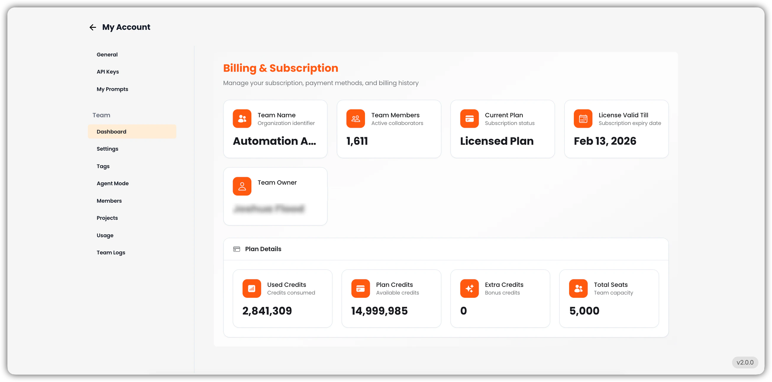 Dashboard Tab Interface
