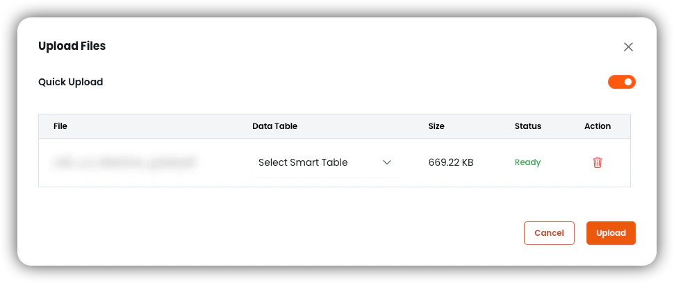 File Upload with Quick Upload Option
