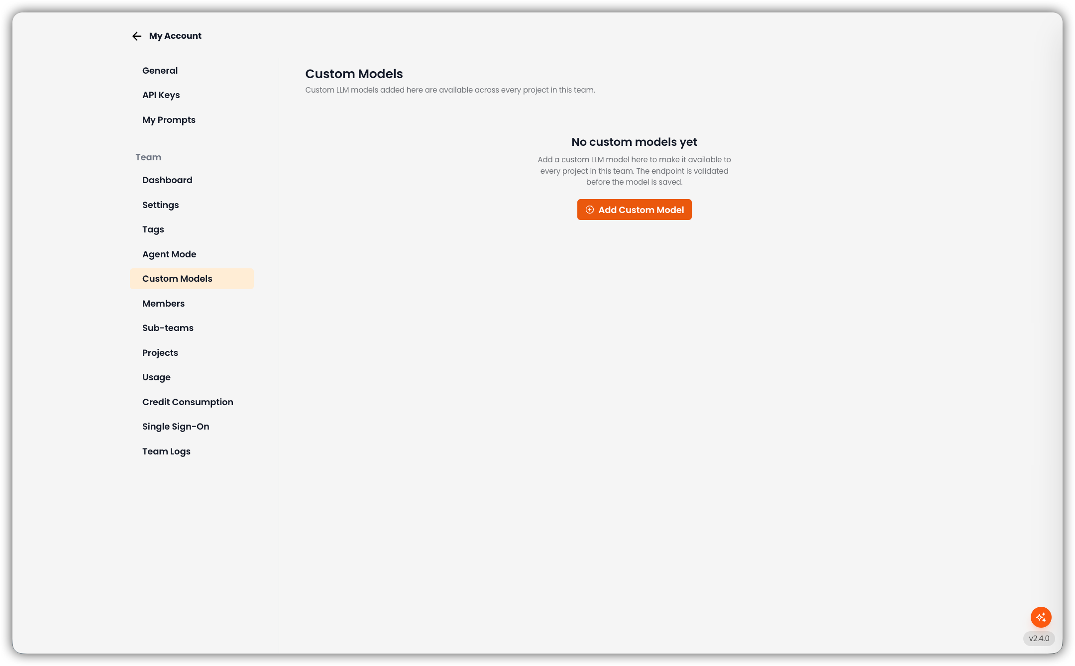 Custom Models Interface
