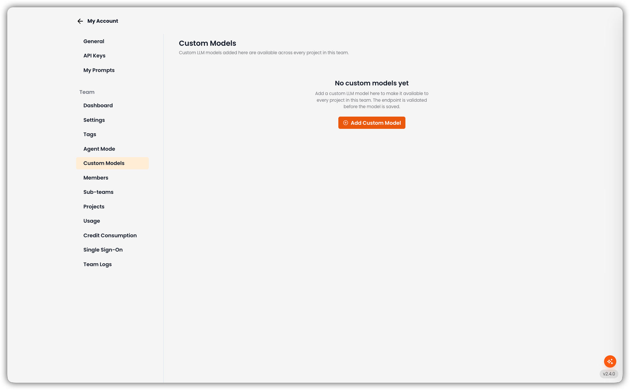 Custom Models Interface