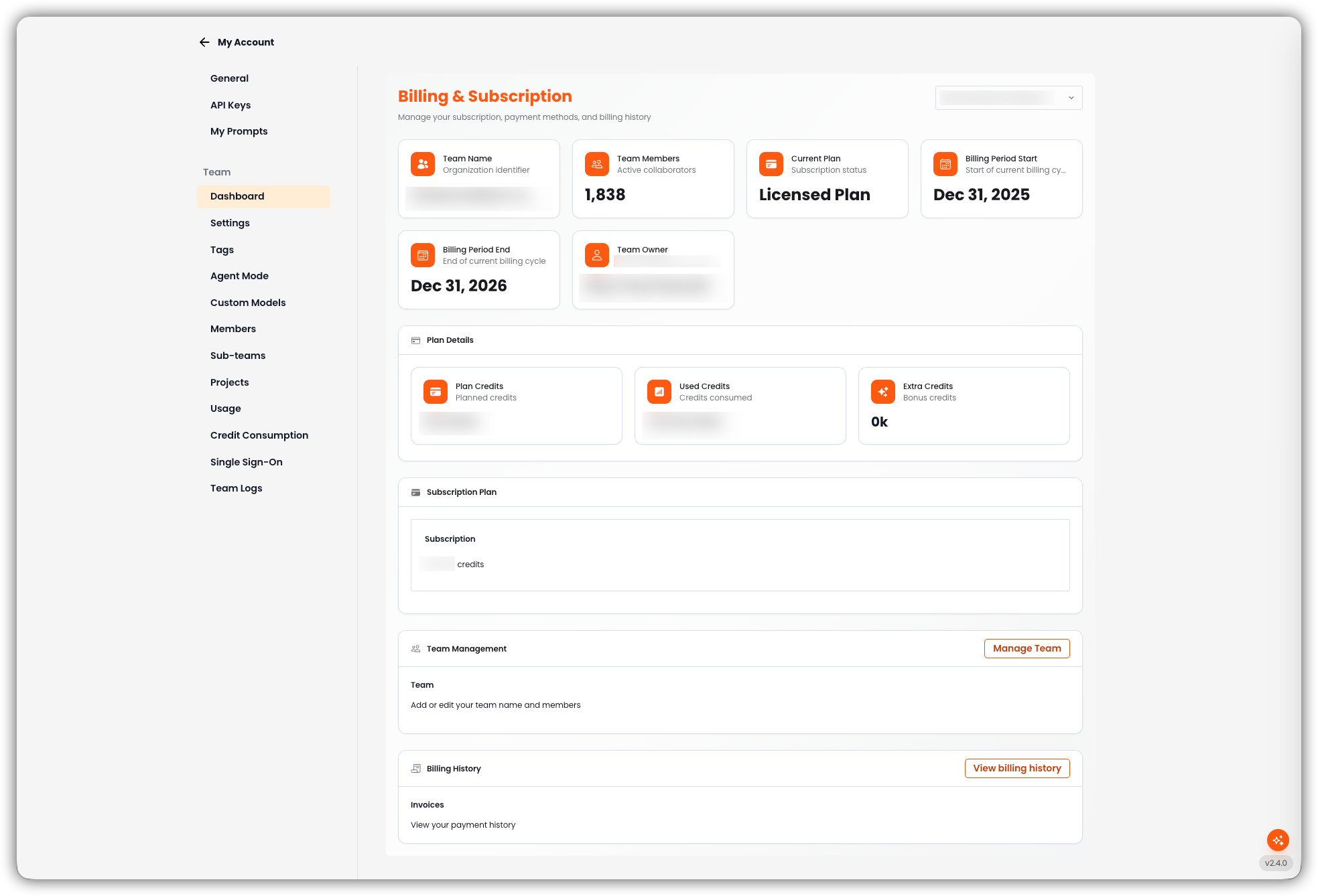 Dashboard Tab Interface