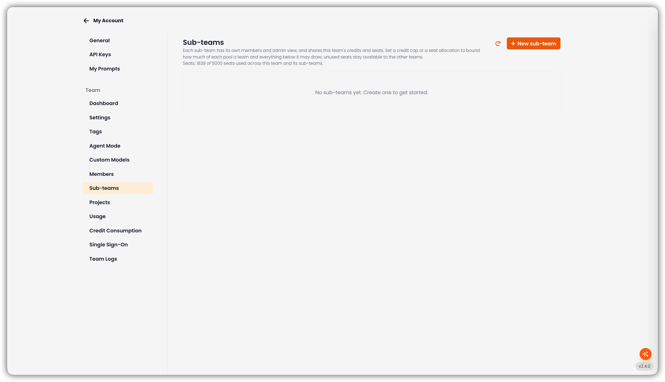 Sub-teams Interface