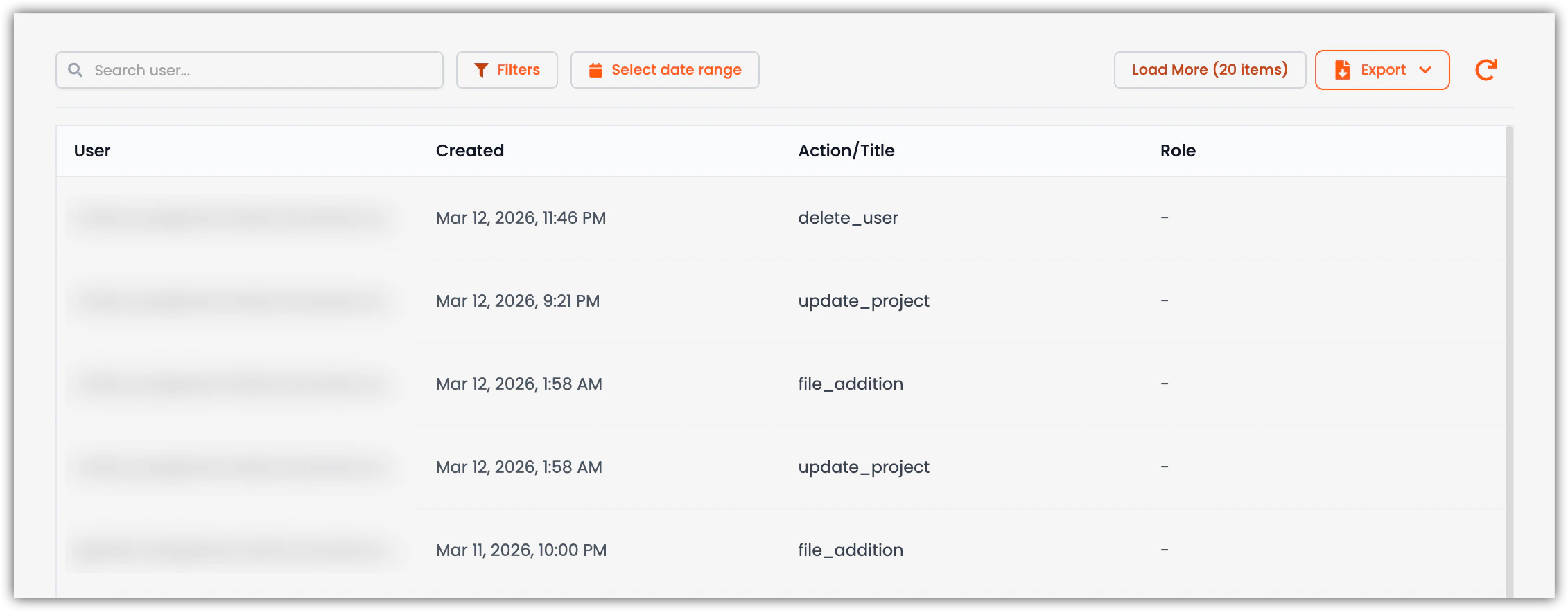 Screenshot of the Logs interface.