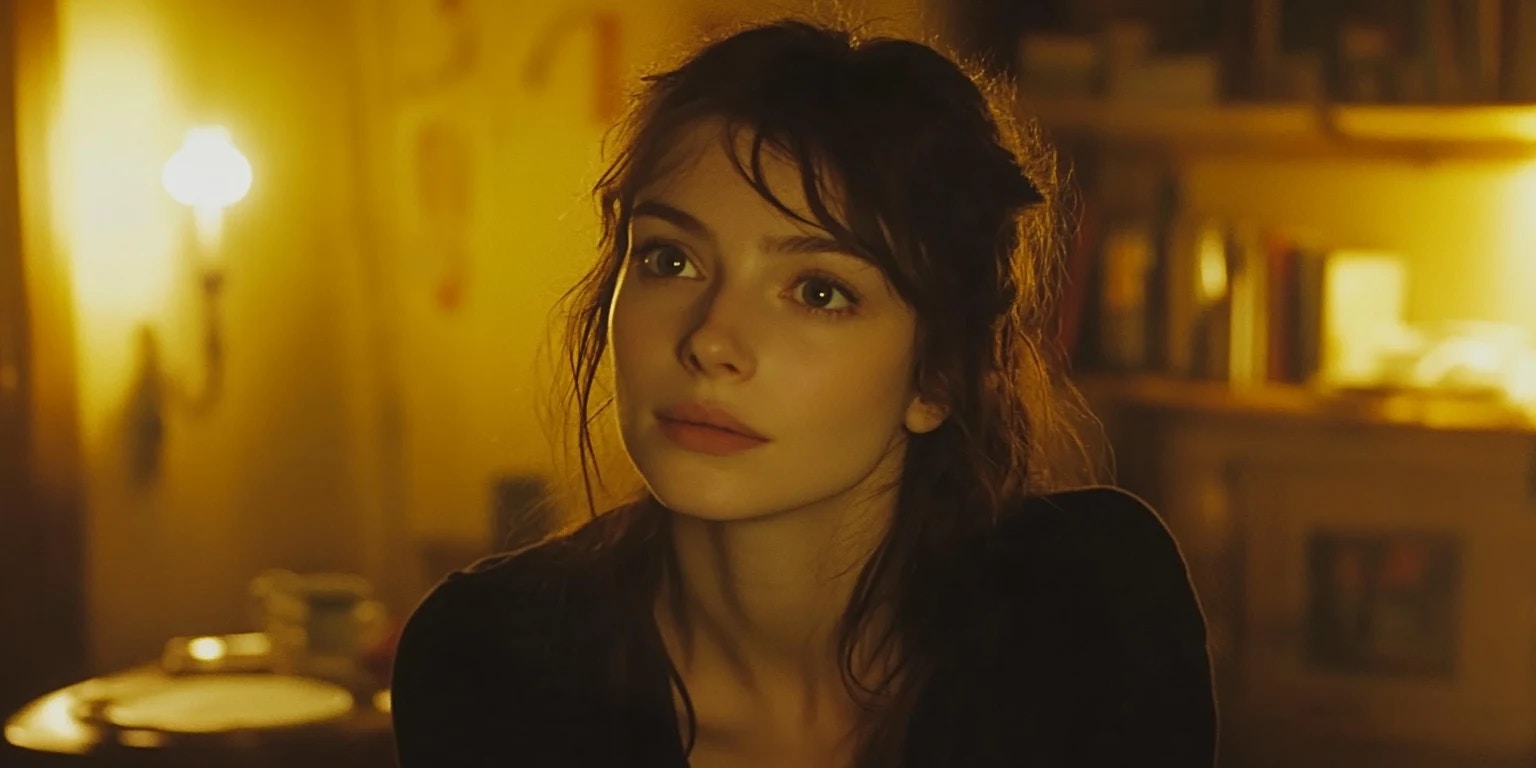 A young woman sitting in a cafe