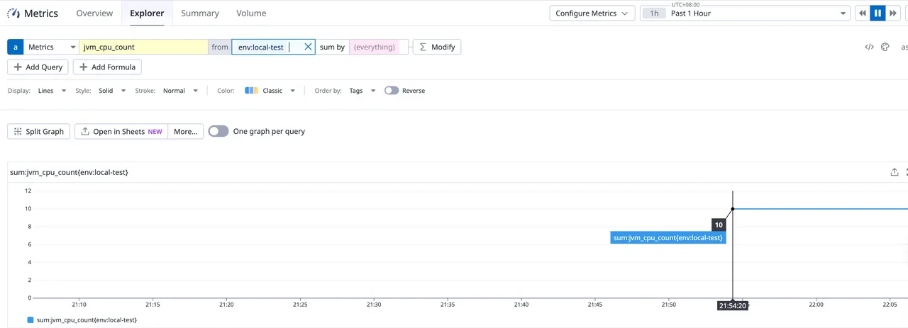 AutoMQ metrics visible in Datadog Metrics Explorer after Vector integration