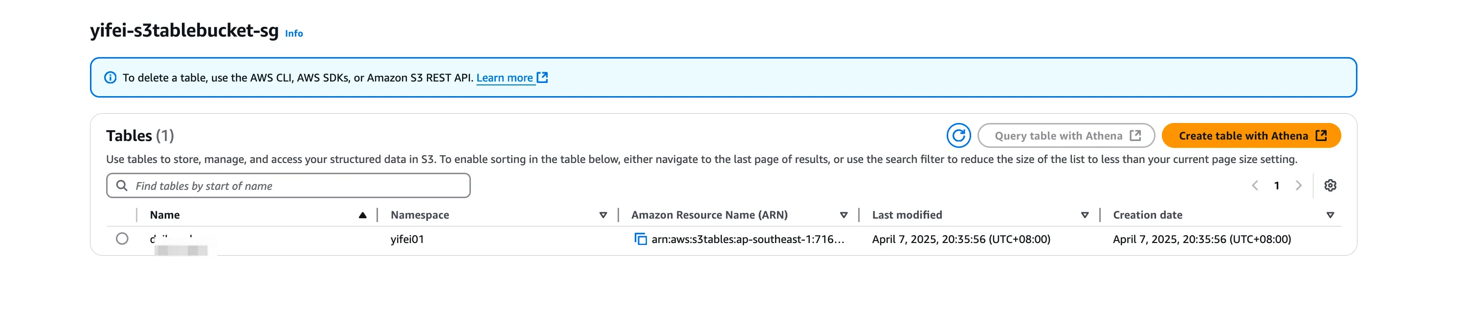 AWS S3 控制台显示 AutoMQ 写入的 Iceberg 数据库和表