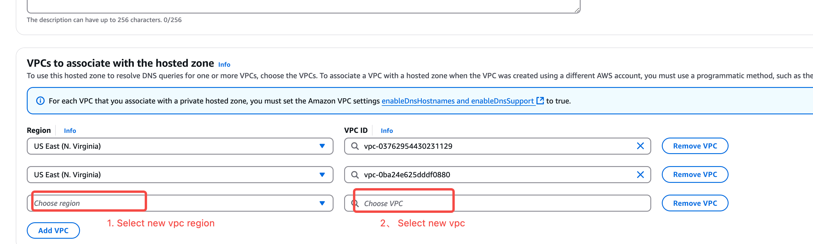 Use the AWS CLI to associate a VPC from a different account.