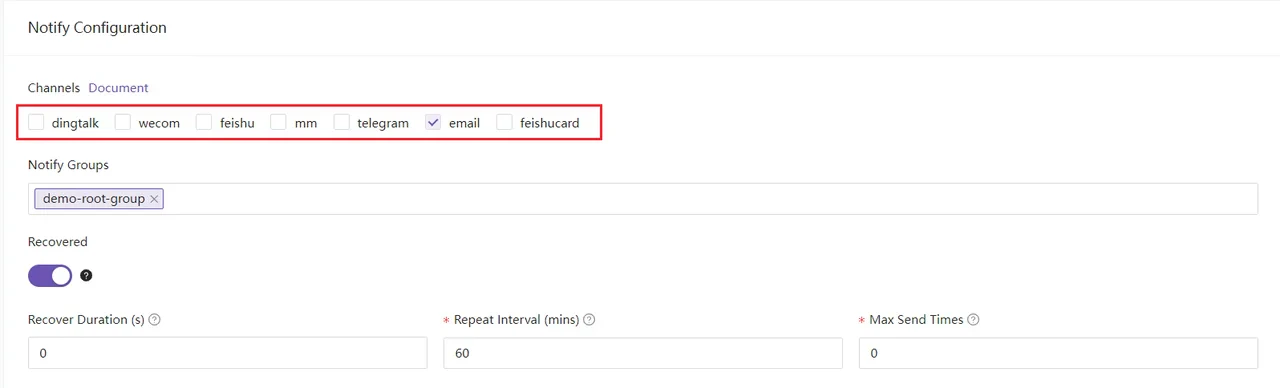 After setting up an alert,