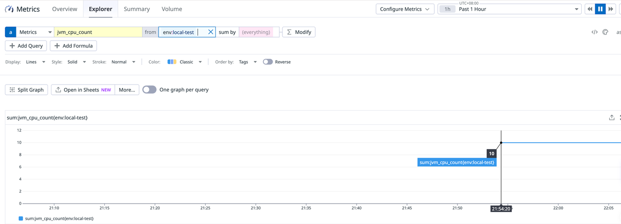 AutoMQ metrics visible in Datadog Metrics Explorer after Vector integration