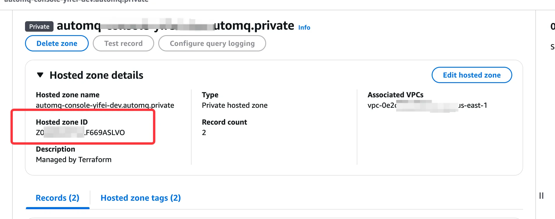 Edit hosted zone to add a VPC from the same account.
