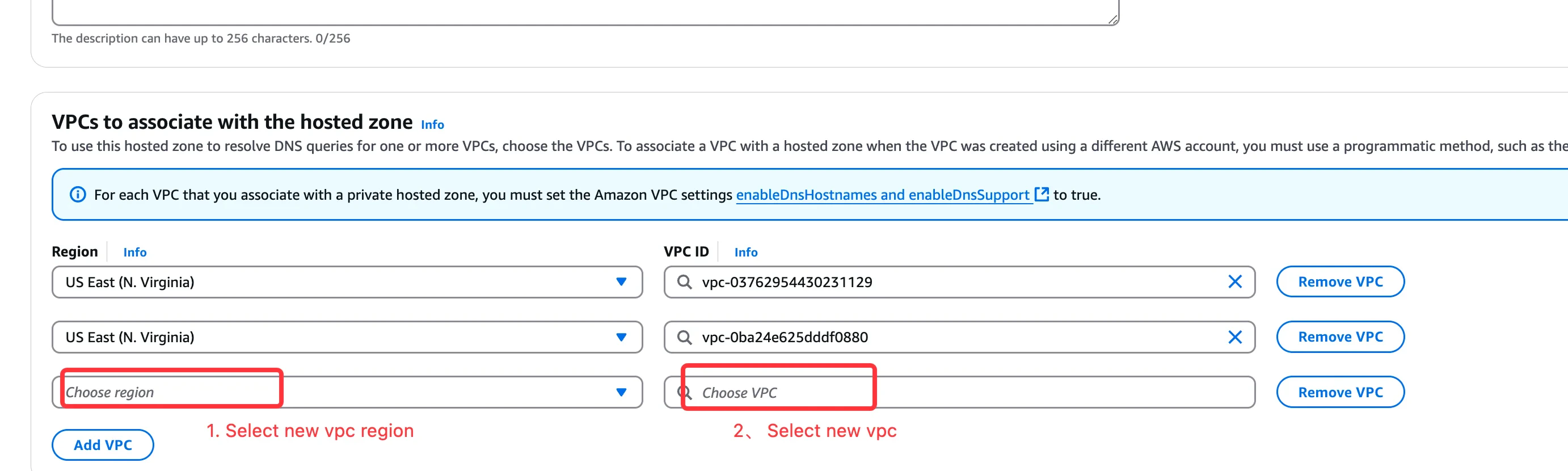 Use the AWS CLI to associate a VPC from a different account.