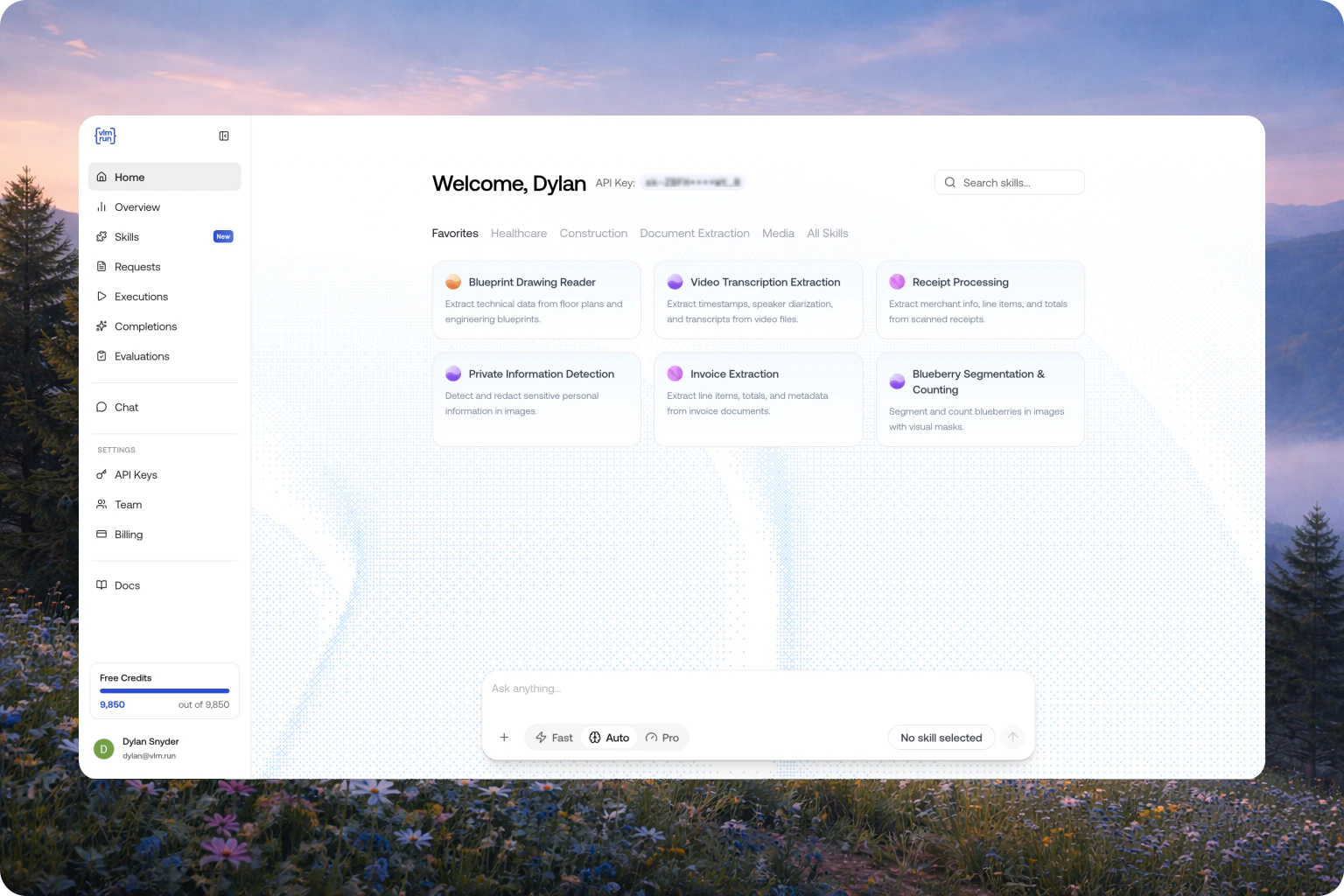 VLM Run platform dashboard