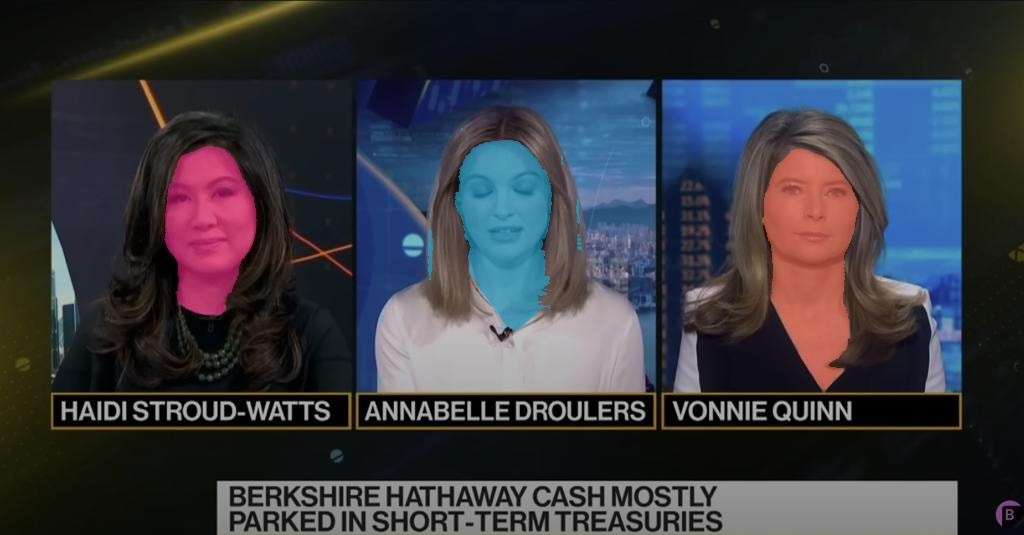 Segmentation of individual faces with their masks overlaid