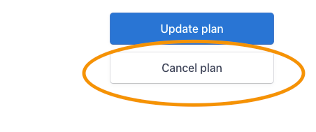 Cancel plan button on the subscription management page
