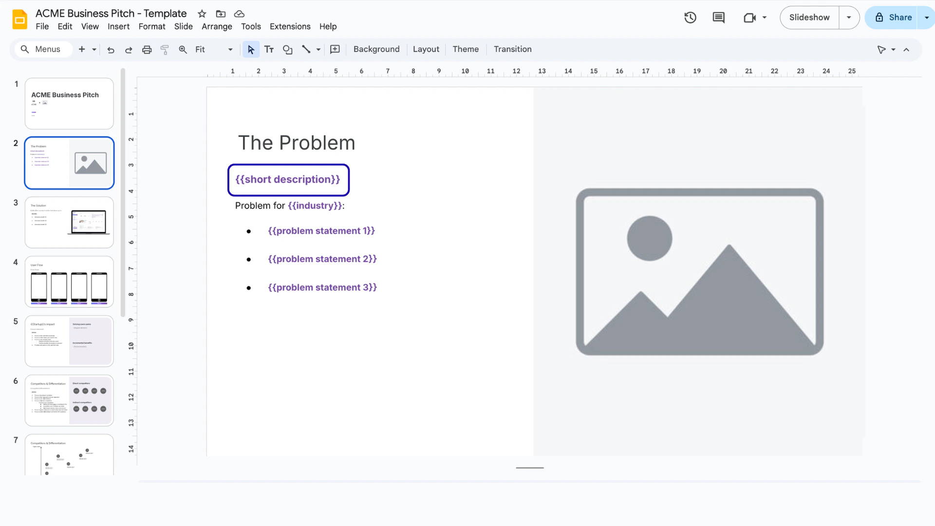 Adding placeholders to AutoScaled in Google Slides
