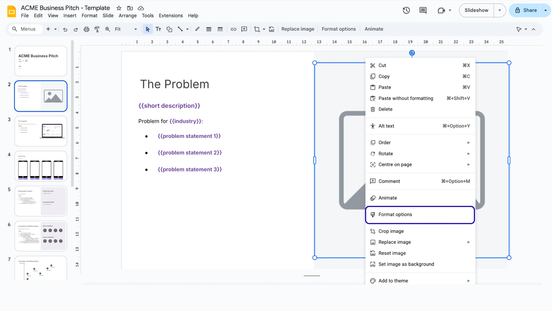 Step 1 - Right click the target and format options