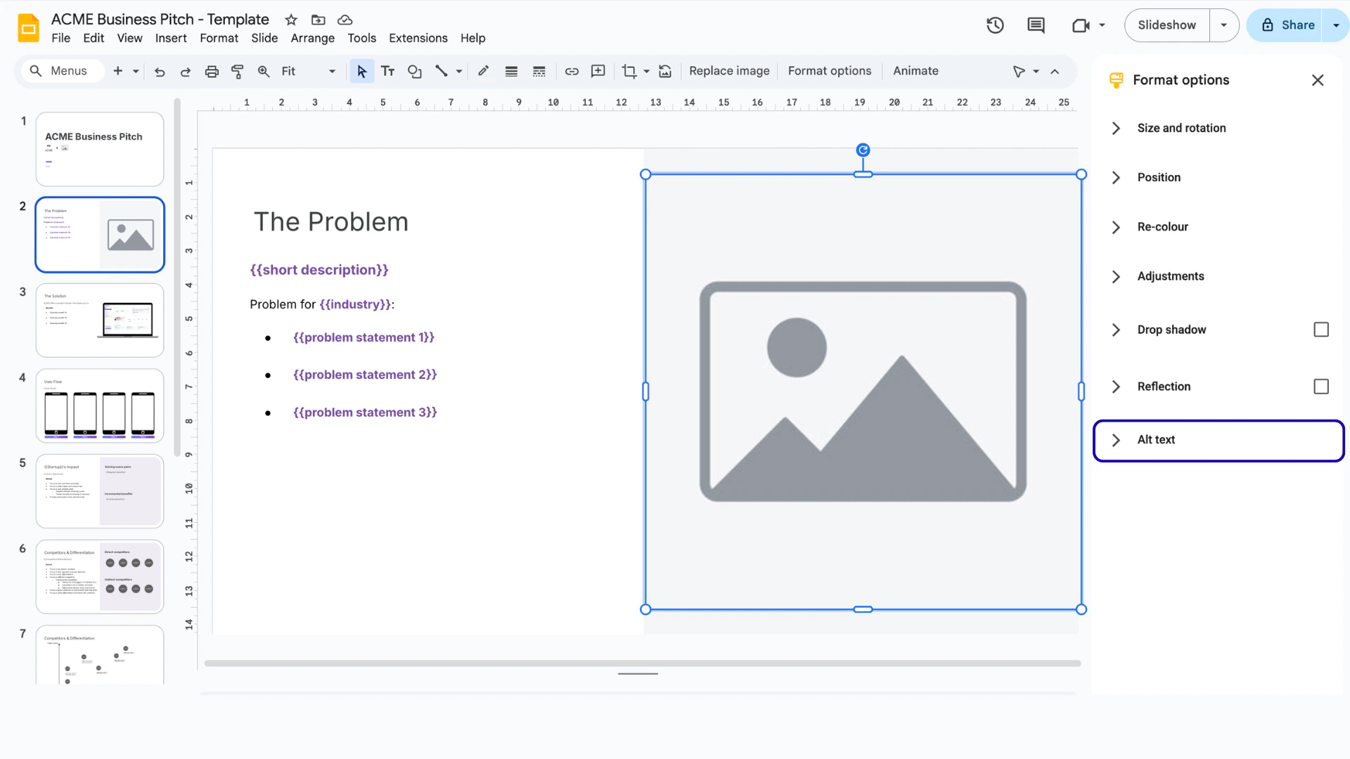 83 Step 2 - Click on alt text in the right hand side menu