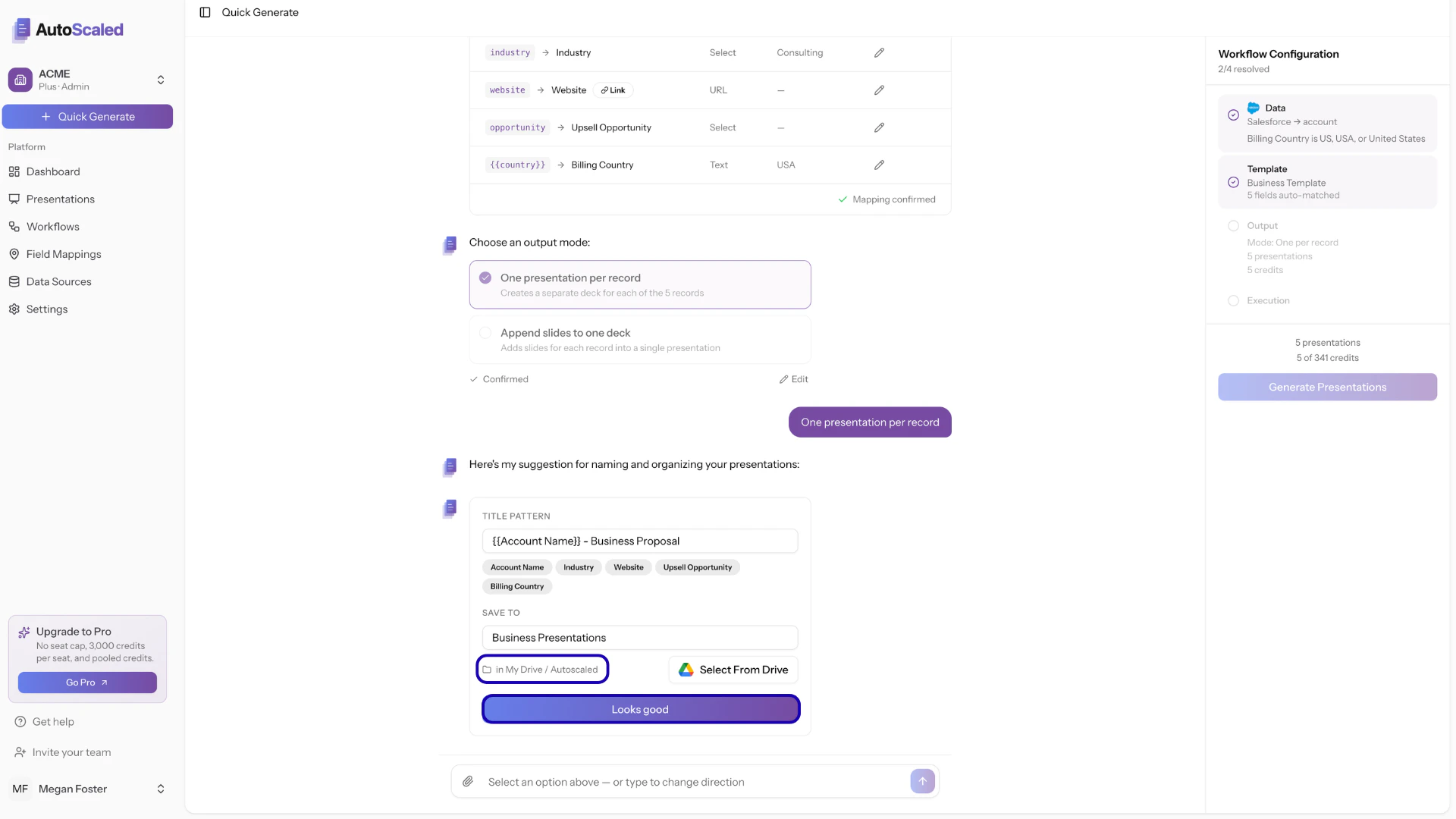 Confirming the title and destination in AutoScaled