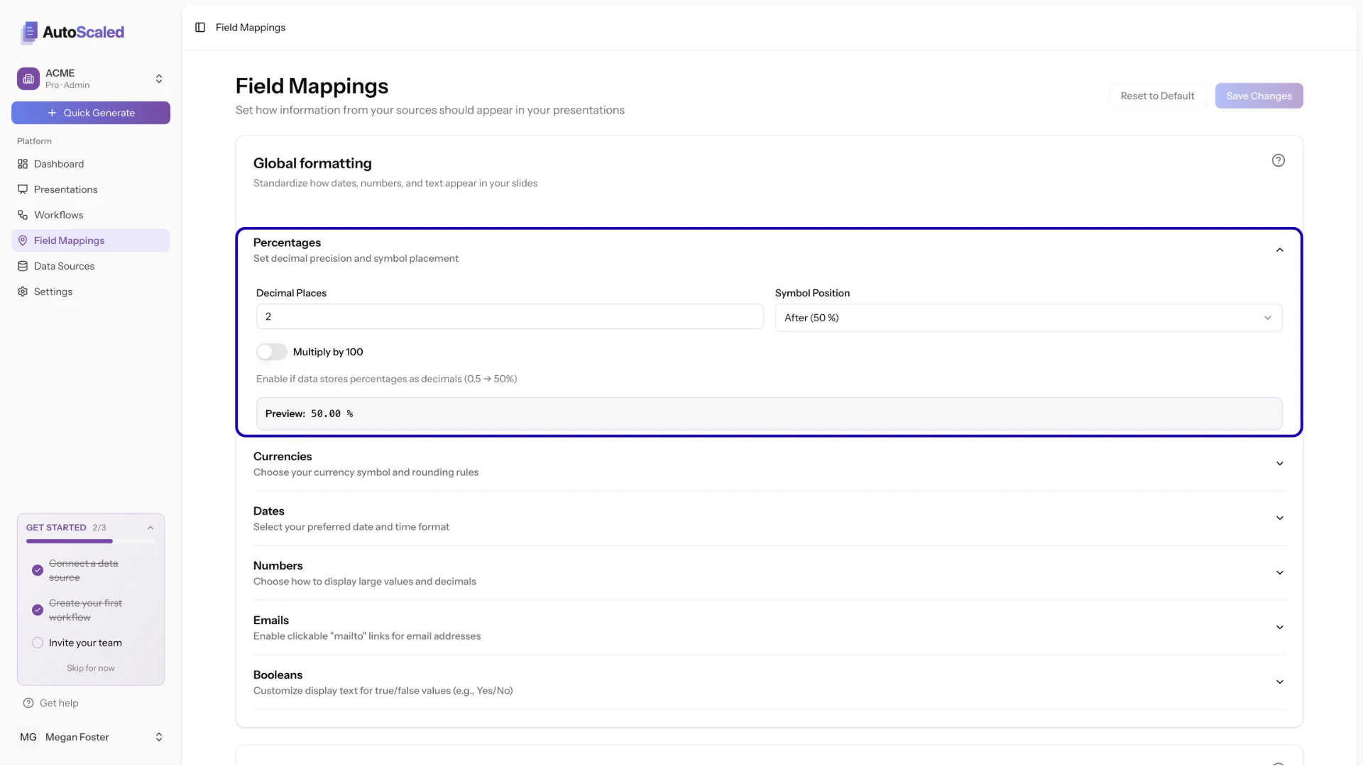 Formatting percentages from your CRM in AutoScaled