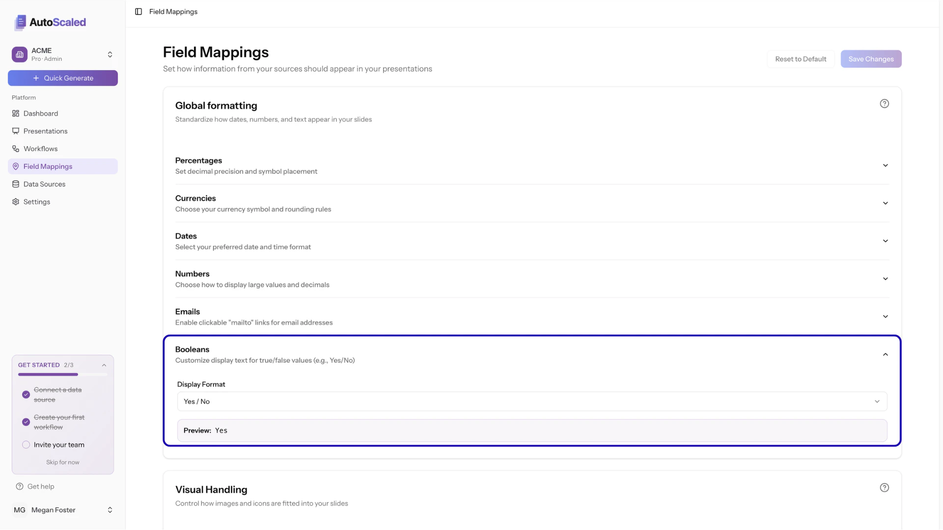 Formatting booleans from your CRM in AutoScaled
