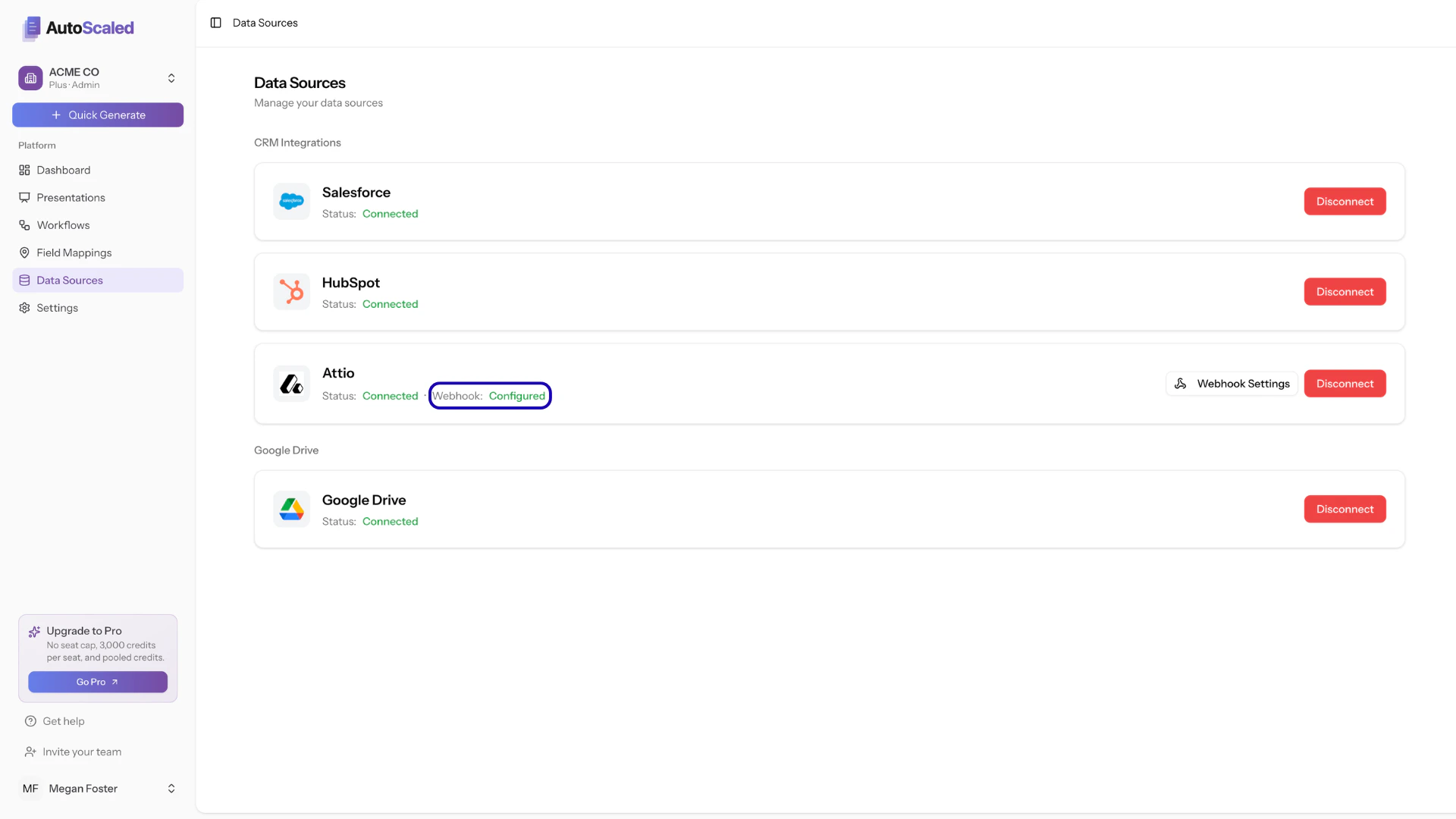 Confirmation of configured Attio webhook in AutoScaled