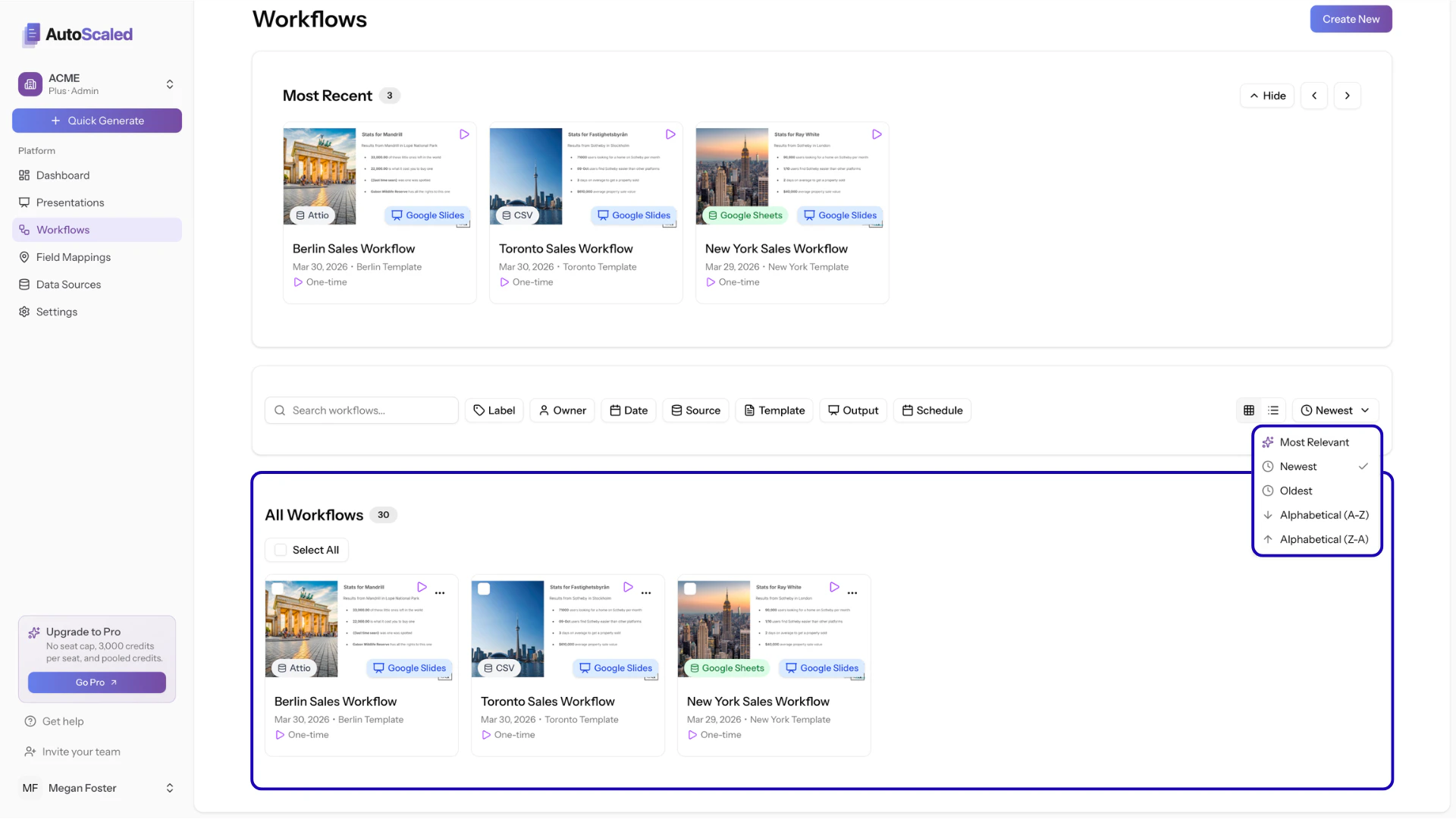 Showcasing all workflows in your workflow dashboard