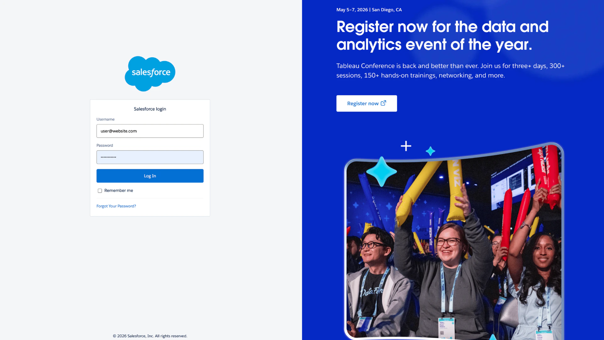 Salesforce login page