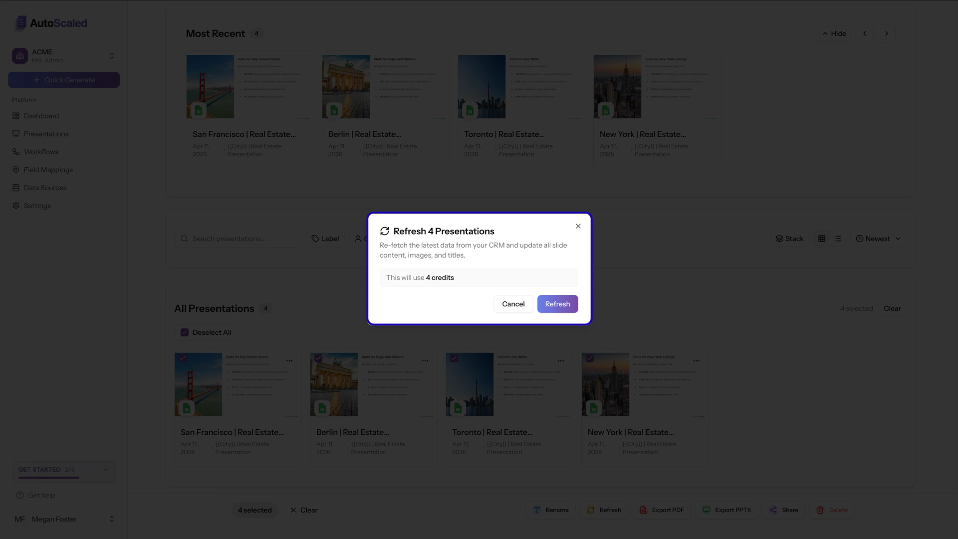 Refreshing data in presentations via AutoScaled