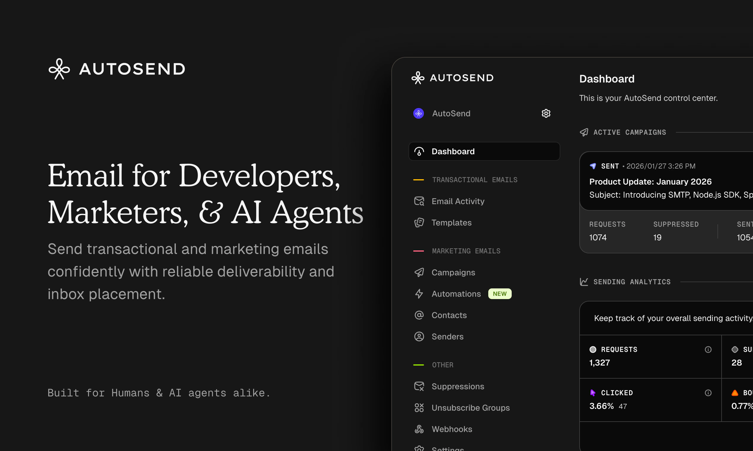 AutoSend Main Dashboard