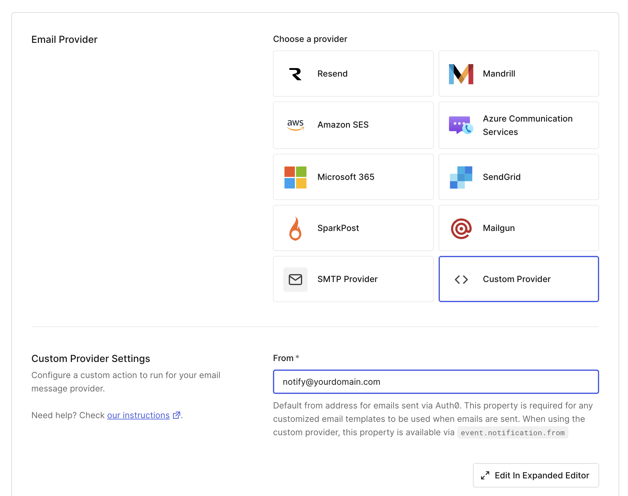 Select Custom Provider