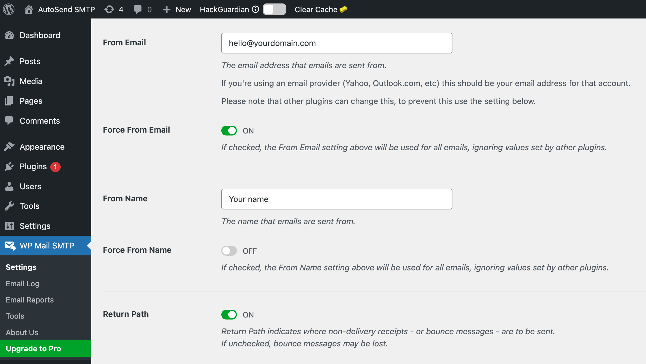 From Email Configuration