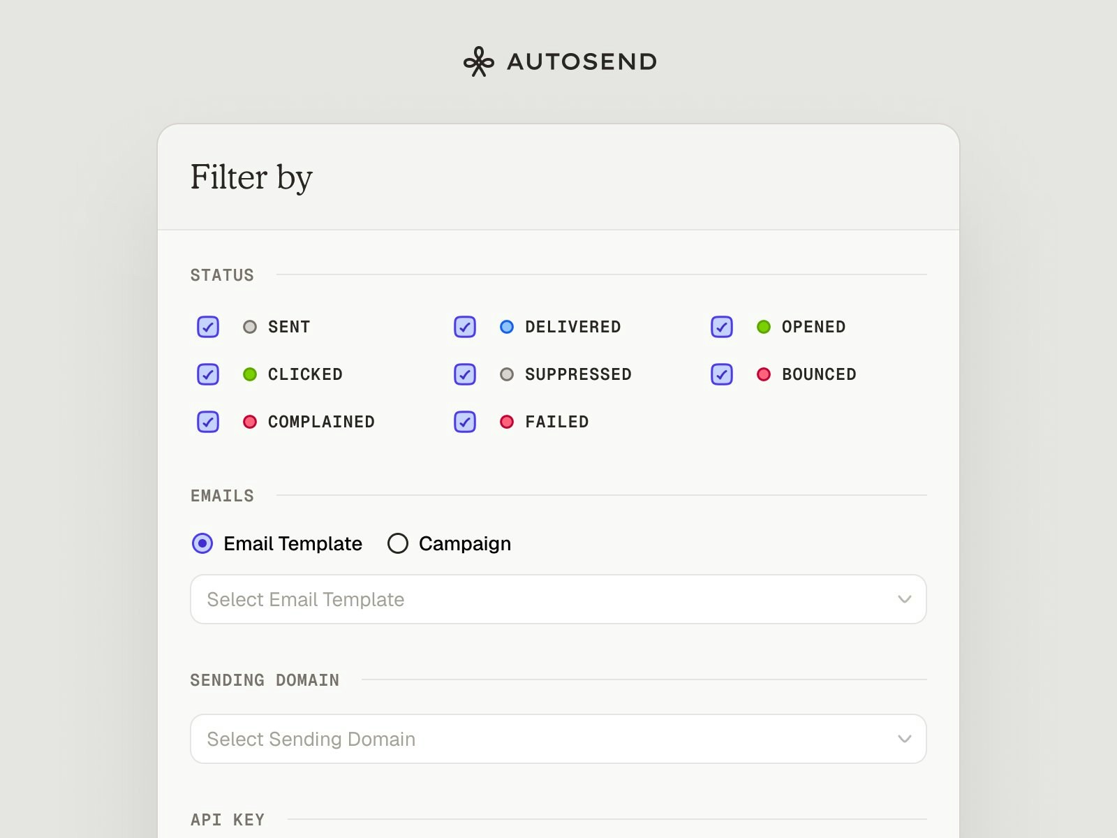 Email Activity Filter Modal