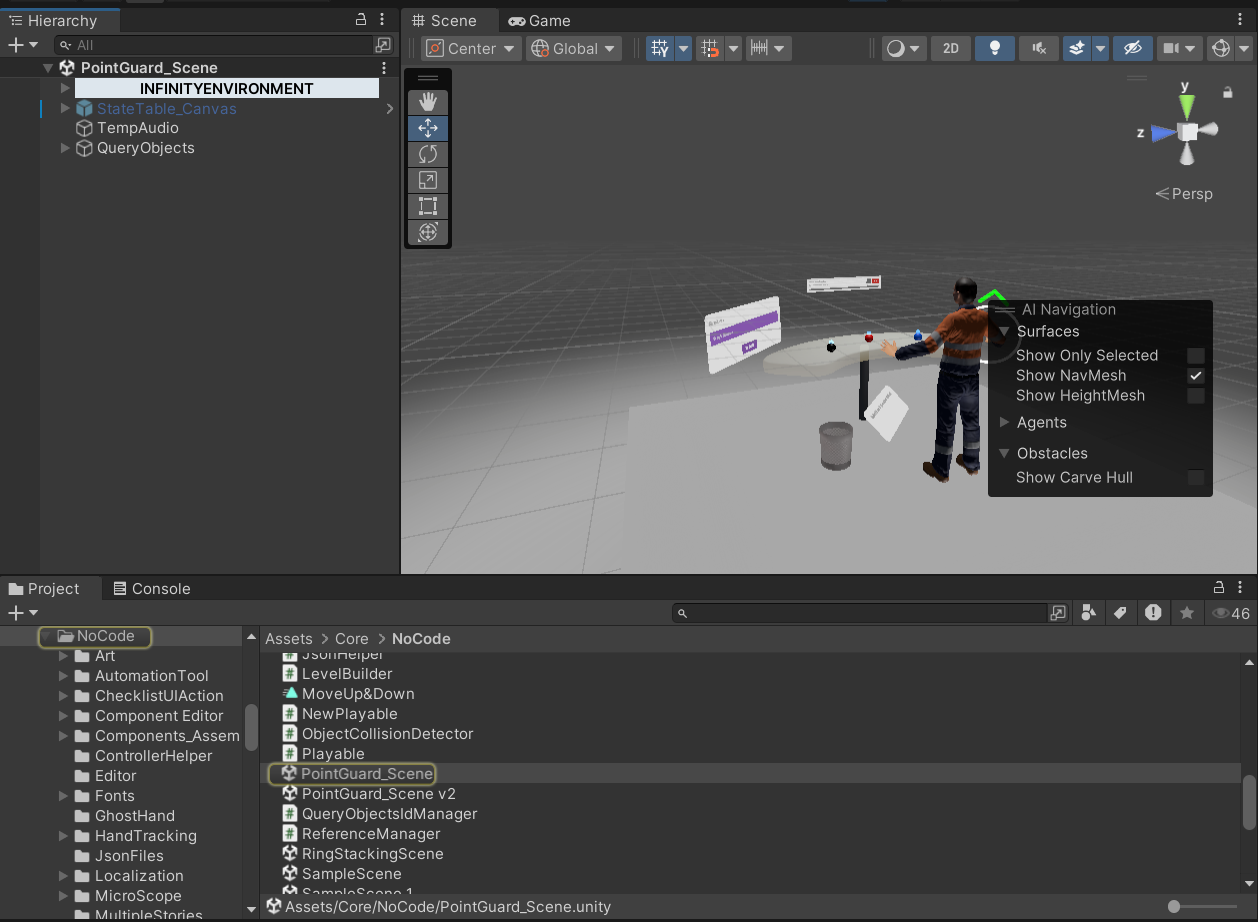 Use Point Guard Scene to verify if the VRseBuilder project has been setup correctly.