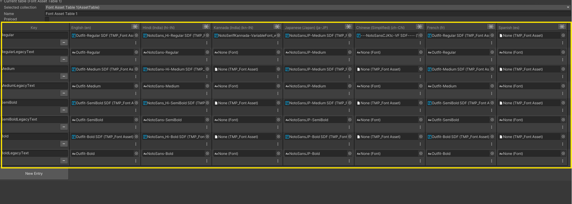 Font Asset Table Screenshot