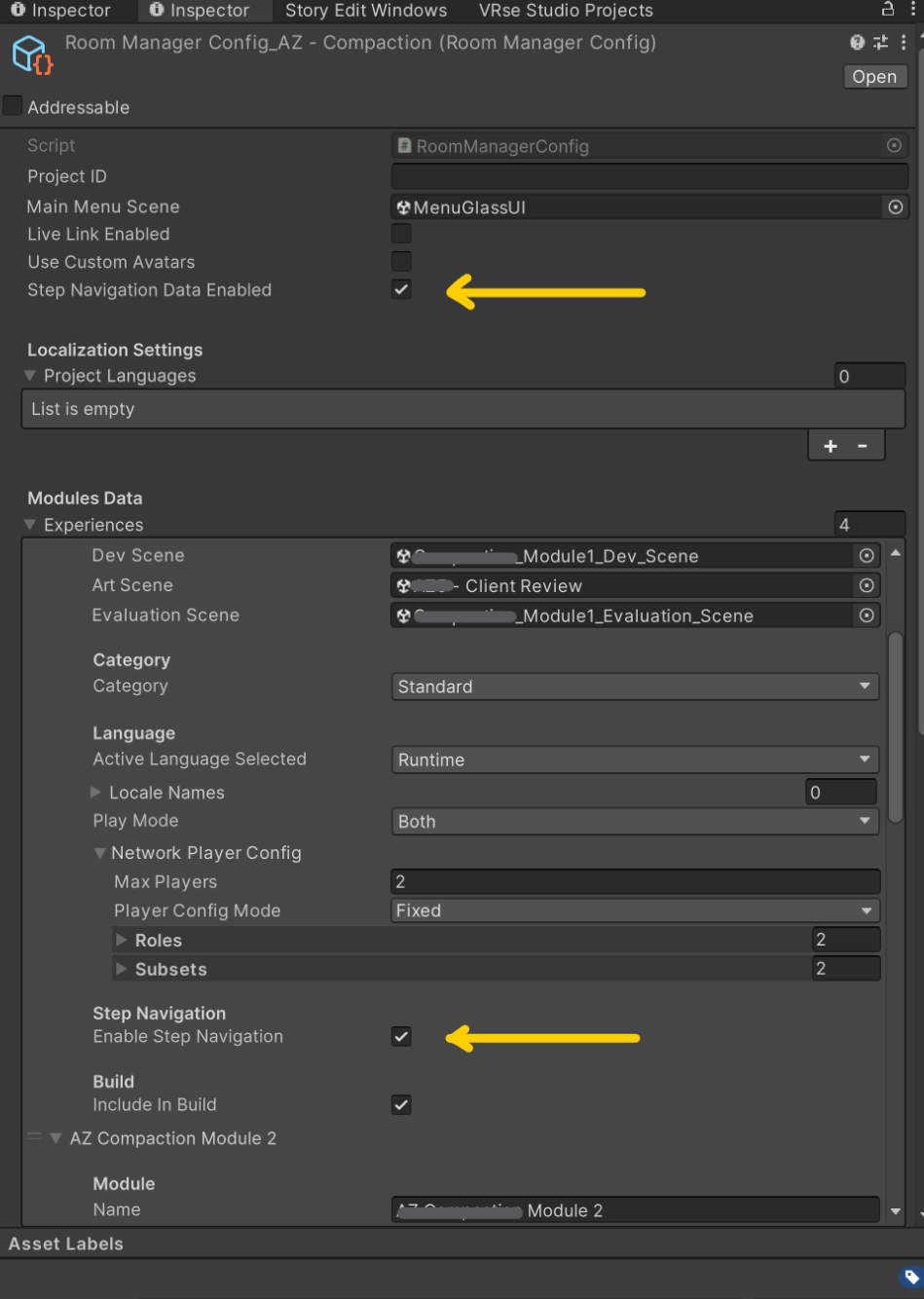 Step Navigation toggle in RoomManagerConfig