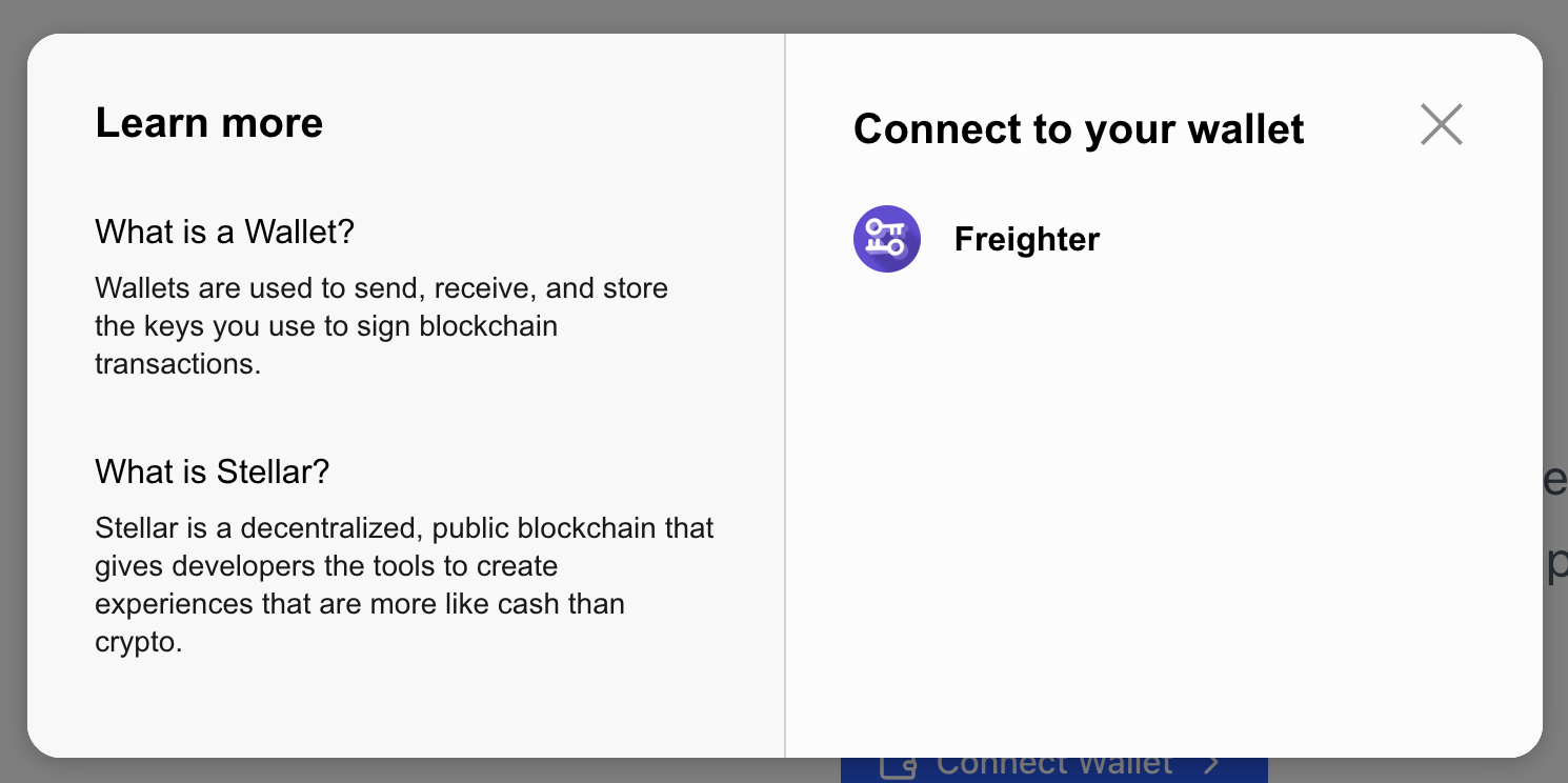 Choose Wallet from the available installed wallets