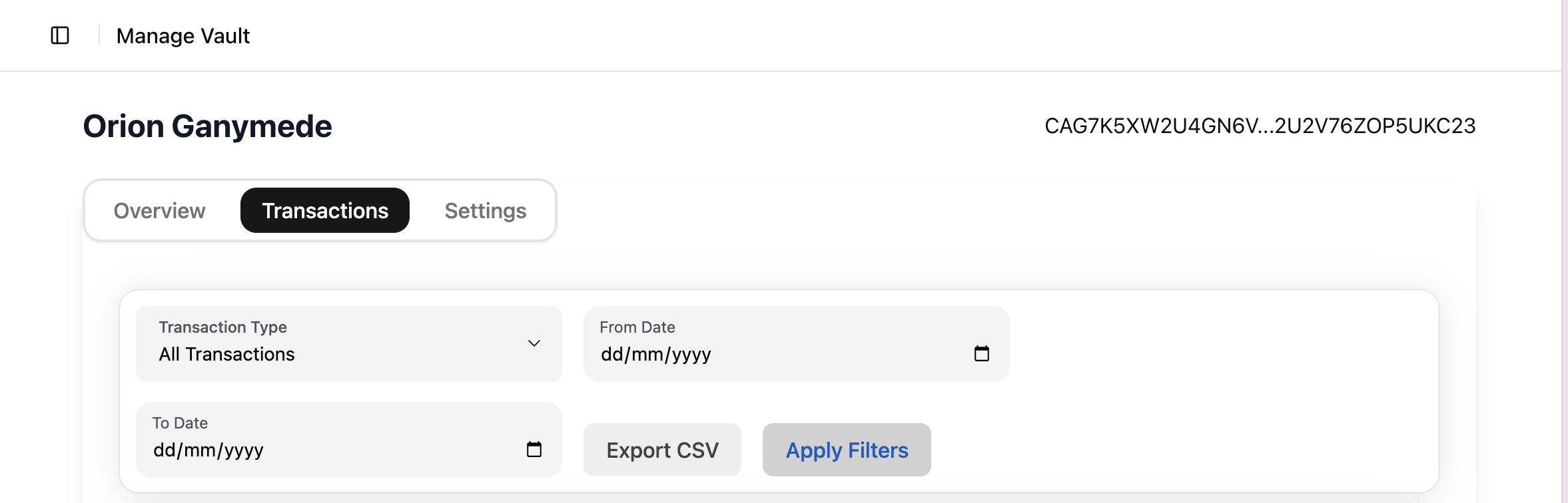 Manage vault transactions