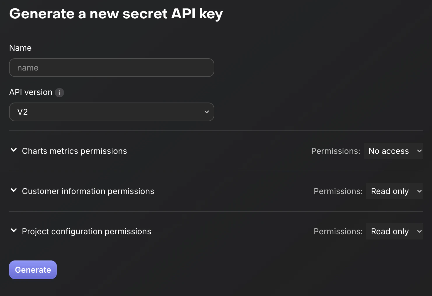 RevenueCat dashboard showing where to find your API key