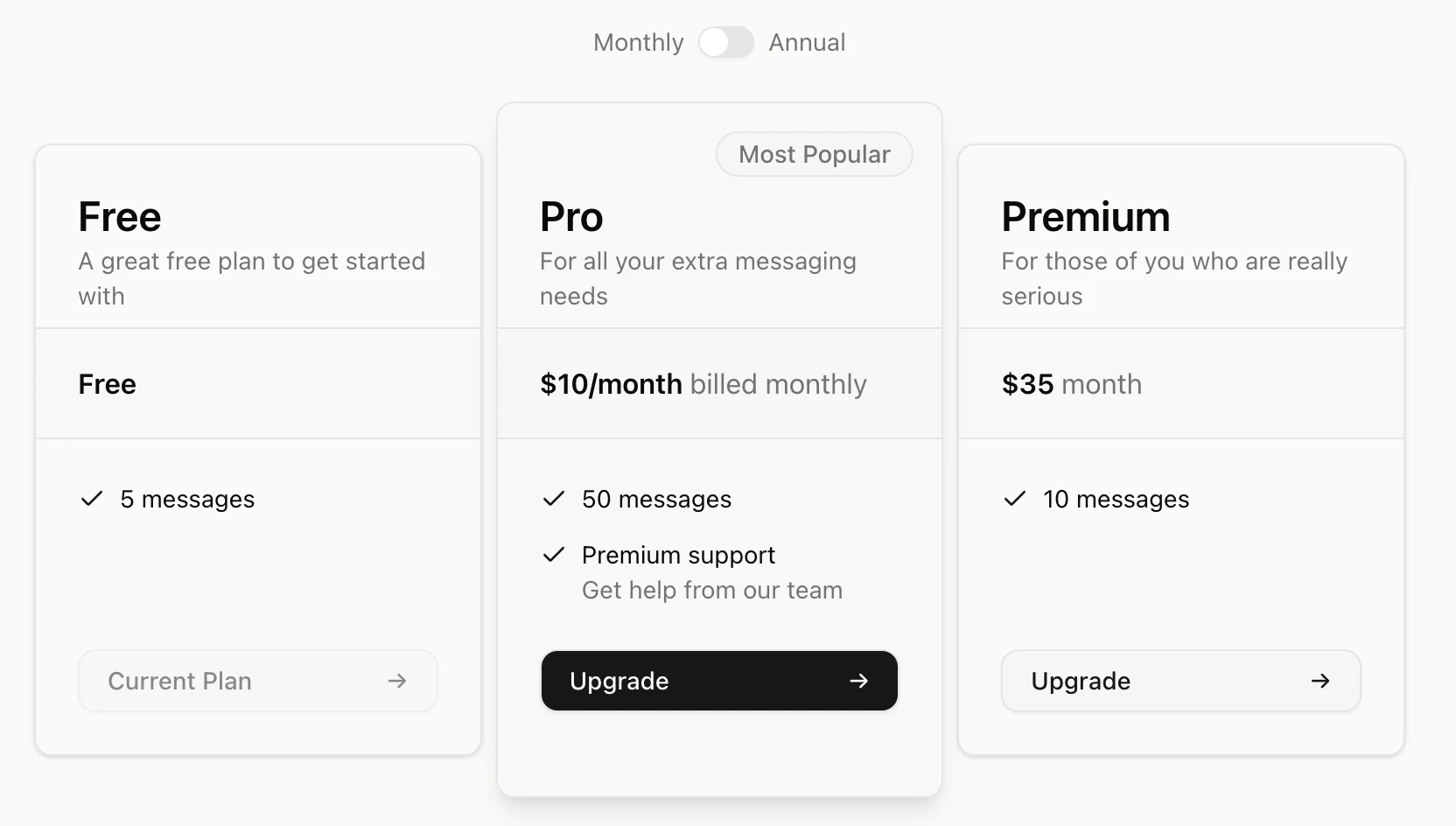 Pricing Table
