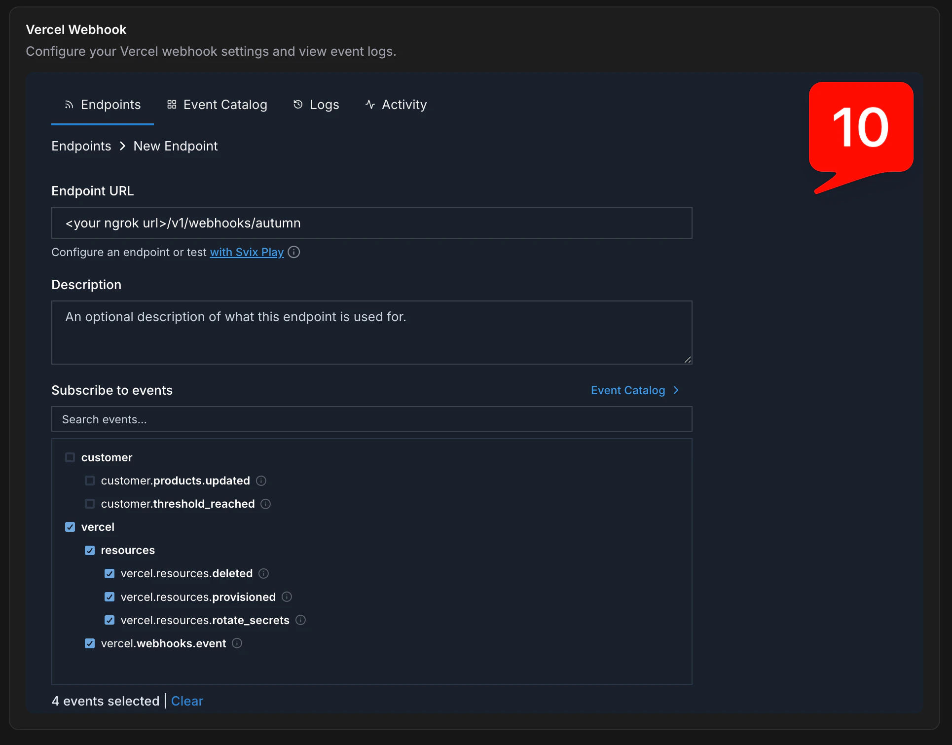 Webhook event configuration