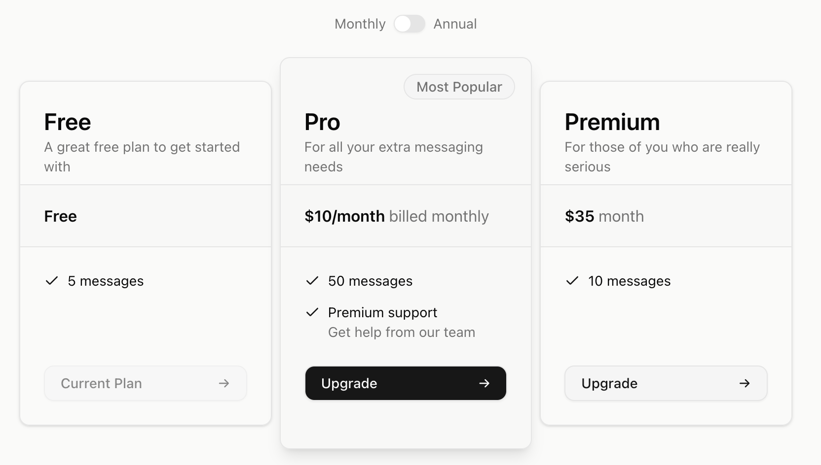 Pricing Table